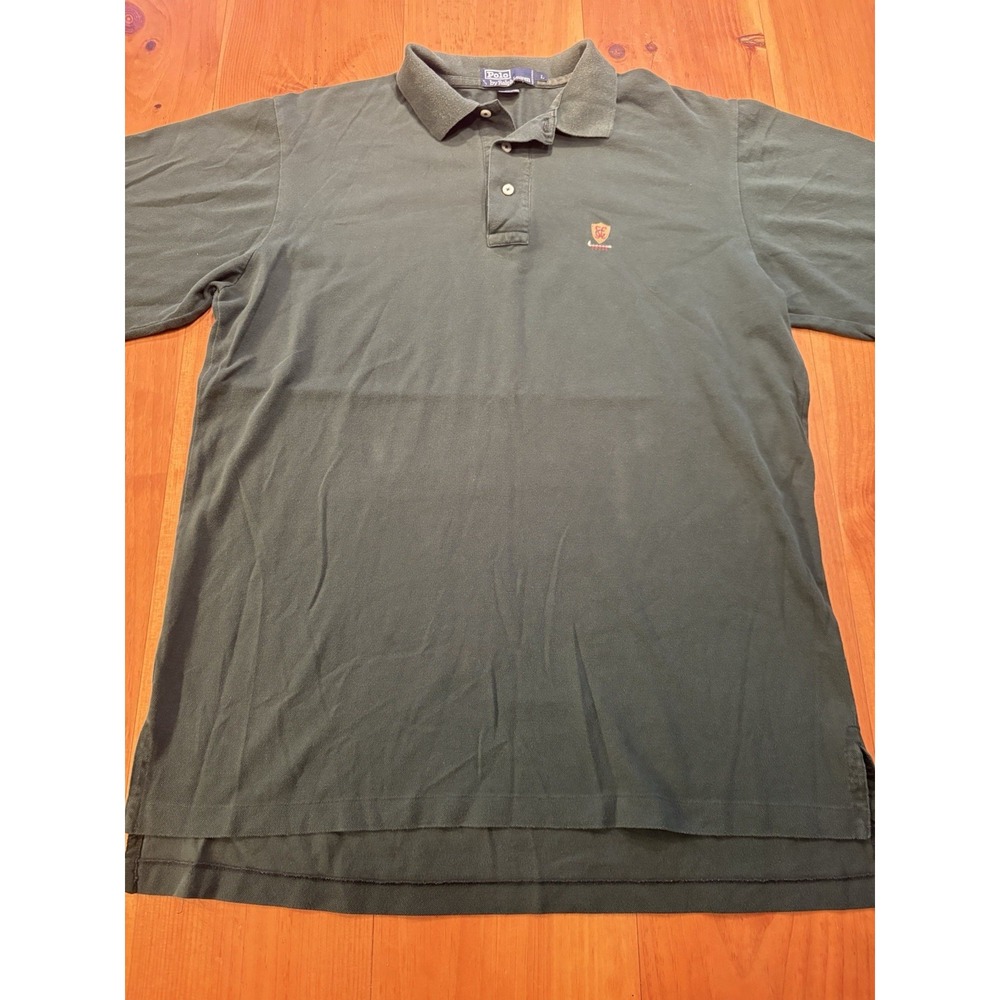 Vintage Ralph Lauren Polo Shirt Men Large Green Golf Crest Preppy Short Sleeve